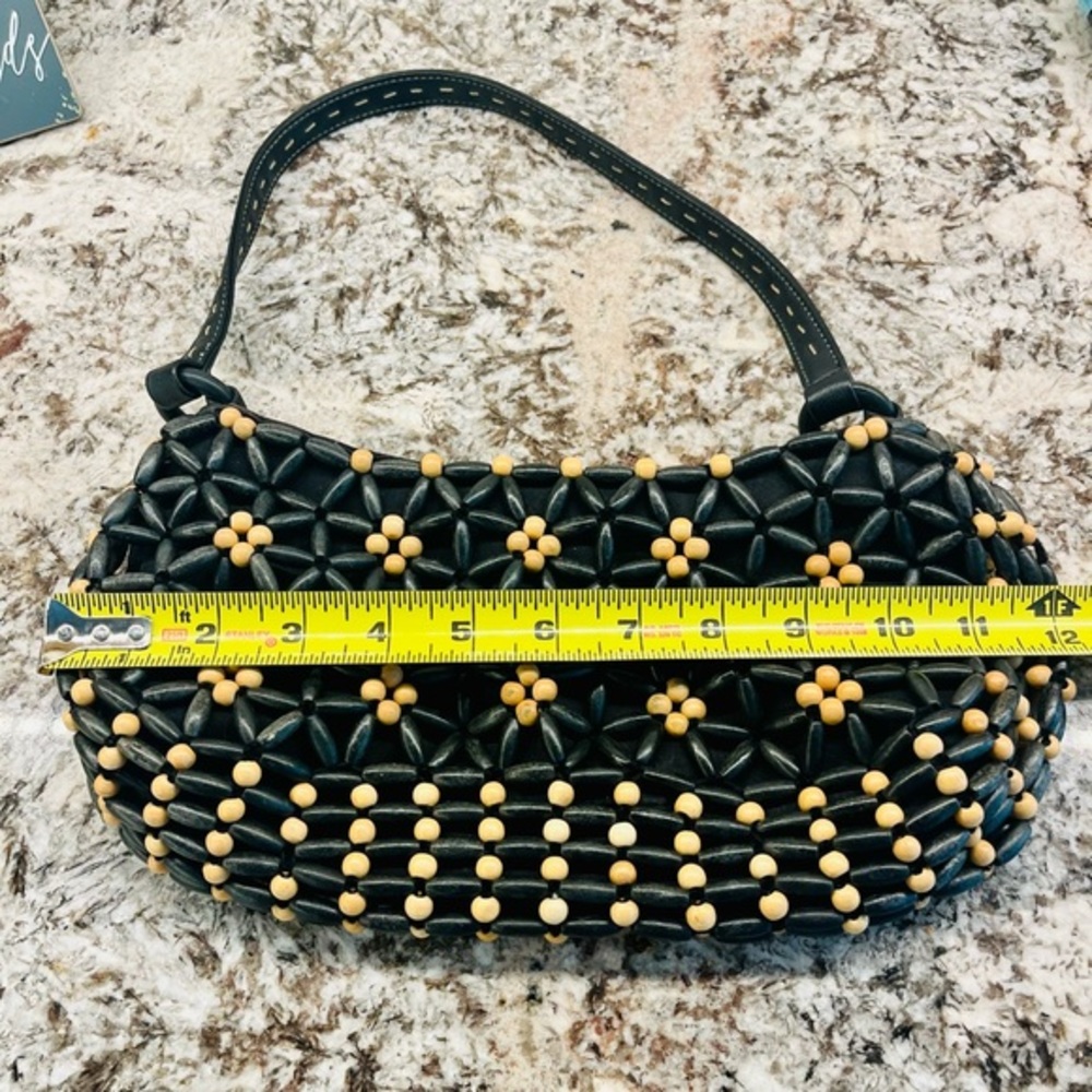 Nine West Wood Black/Cream Floral Embellished Barrel Bag Y2K Fairy Coquette Girl